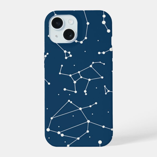 Coque iPhone 15 Motif d'étoiles de constellation (Verso)
