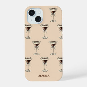 Coque iPhone 15 Motif d'expression chic personnalisé marron