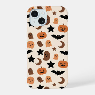 Coque iPhone 15 Motif d'Halloween avec des fantômes et des citroui