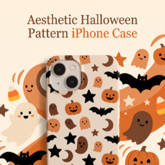 Coque iPhone 15 Motif d'Halloween avec des fantômes et des citroui