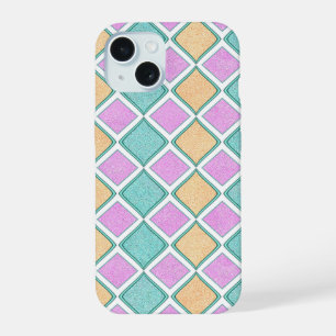 Coque iPhone 15 Motif diamant prisme Harlequin pastel