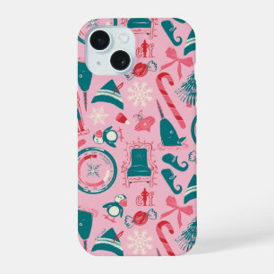 Coque iPhone 15 Motif d'icône encadrée de vacances de lutin