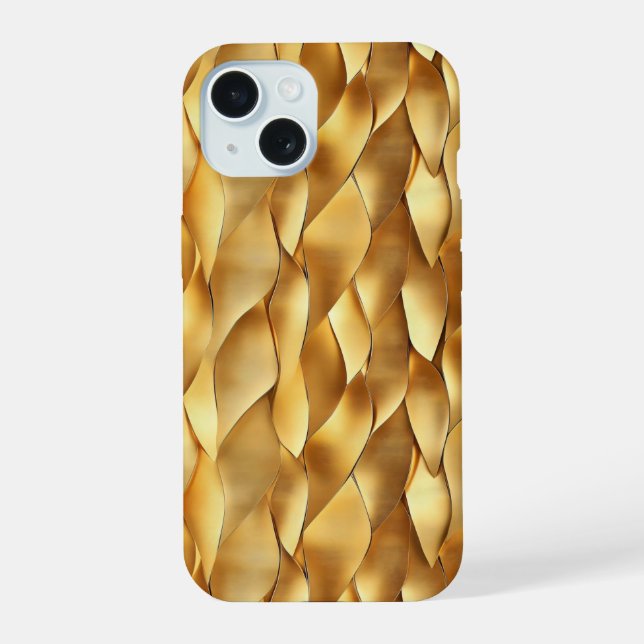Coque iPhone 15 Motif doré abstrait (Verso)