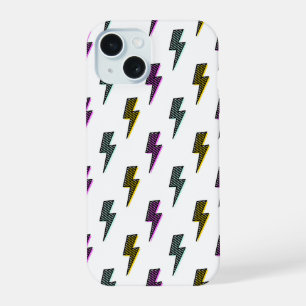 Coque iPhone 15 Motif éclair néon vintage