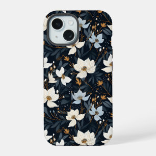 Coque iPhone 15 Motif élégant de fleurs blanches