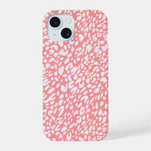 Coque iPhone 15 Motif Empreinte de léopard corail