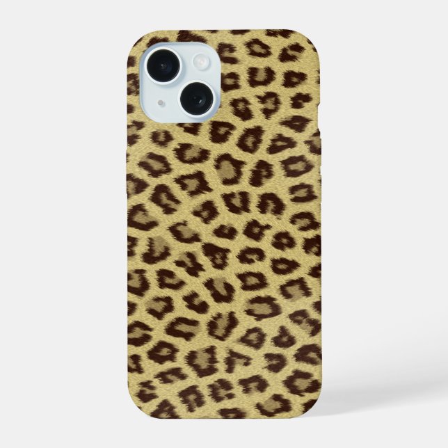 Coque iPhone 15 Motif Empreinte de léopard de la faune (Verso)