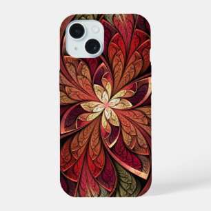 Coque iPhone 15 Motif en verre Abstrait rouge vif