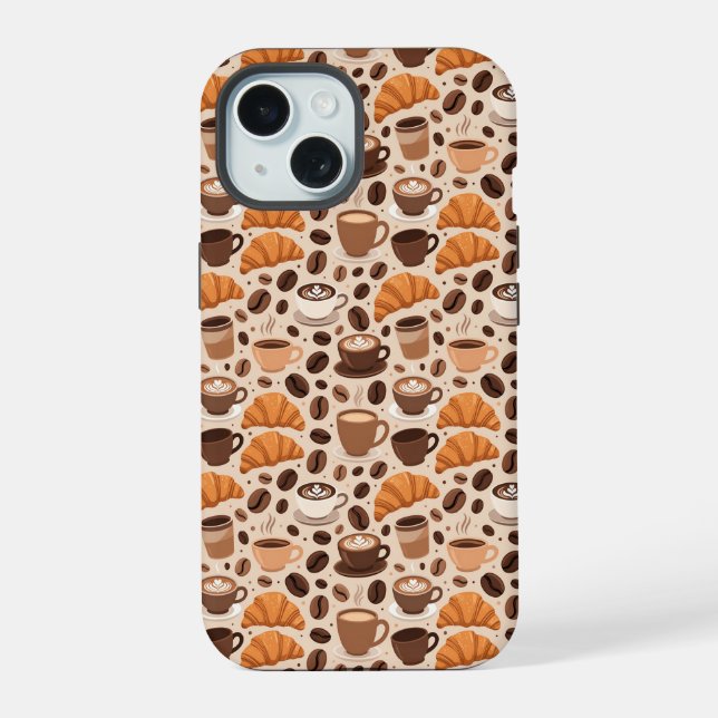 Coque iPhone 15 Motif esthétique de café moderne (Verso)