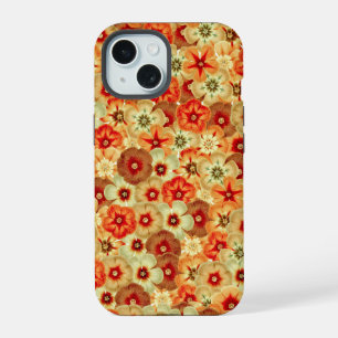Coque iPhone 15 Motif Fleurs Hippie Orange Groovy
