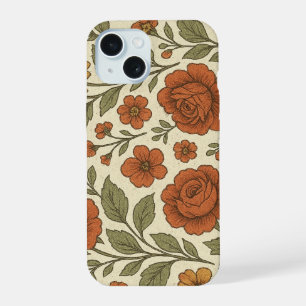 Coque iPhone 15 Motif Floral Automnal Vintage – Botanique Rustique