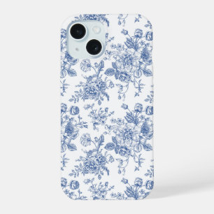 Coque iPhone 15 Motif floral de rose bleue vintage