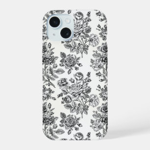 Coque iPhone 15 Motif floral de rose vintage