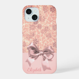 Coque iPhone 15 Motif floral élégant vintage avec noeud