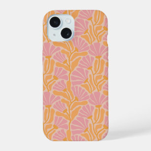 Coque iPhone 15 Motif floral moderne du milieu du siècle