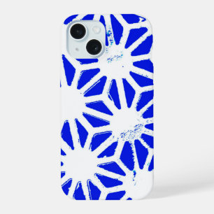 Coque iPhone 15 Motif géométrique bleu royal