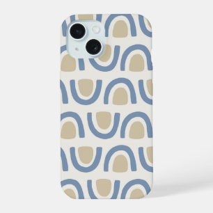 Coque iPhone 15 Motif Géométrique d'Arche Côtière Bleu Douce
