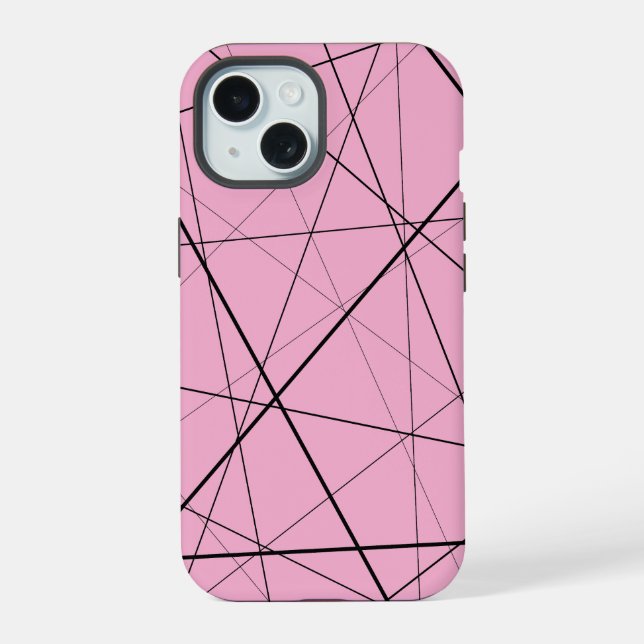 Coque iPhone 15 Motif géométrique noir et blanc (Verso)