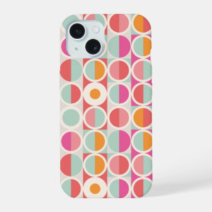 Coque iPhone 15 Motif géométrique rose orange bleu