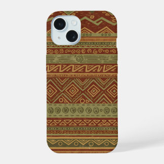 Coque iPhone 15 Motif géométrique tribal rustique Bohème chic terr