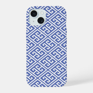 Coque iPhone 15 Motif grec bleu royal
