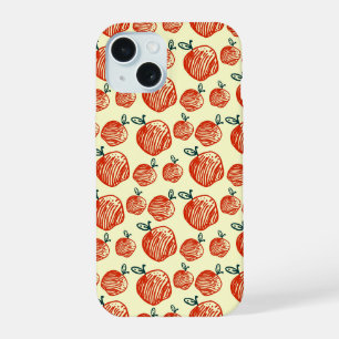 Coque iPhone 15 Motif gribouillé de pomme rouge