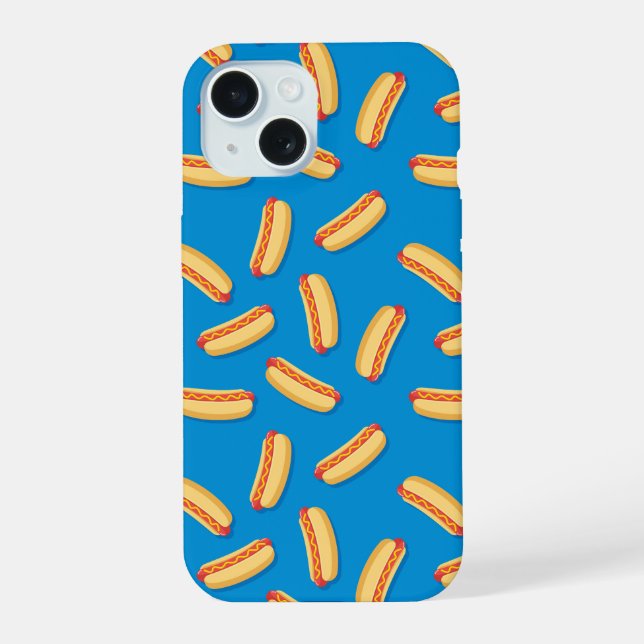 Coque iPhone 15 Motif Hotdogs de restauration rapide (Verso)