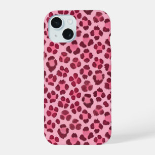 Coque iPhone 15 Motif imprimé léopard rose