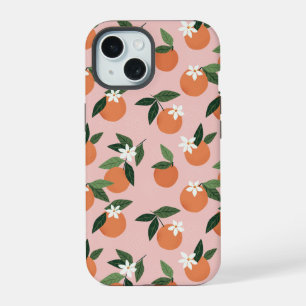 Coque iPhone 15 Motif jus d'orange à la pêche
