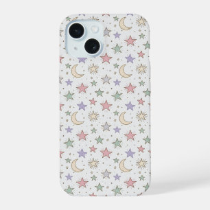 Coque iPhone 15 Motif Lune Étoile Fantaisiste
