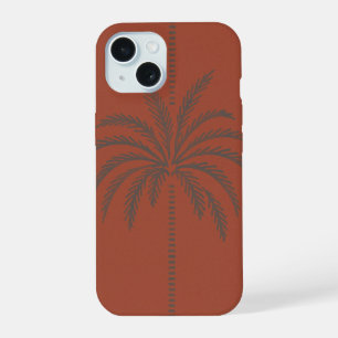 Coque iPhone 15 Motif minimal de palmier tropical en terre cuite