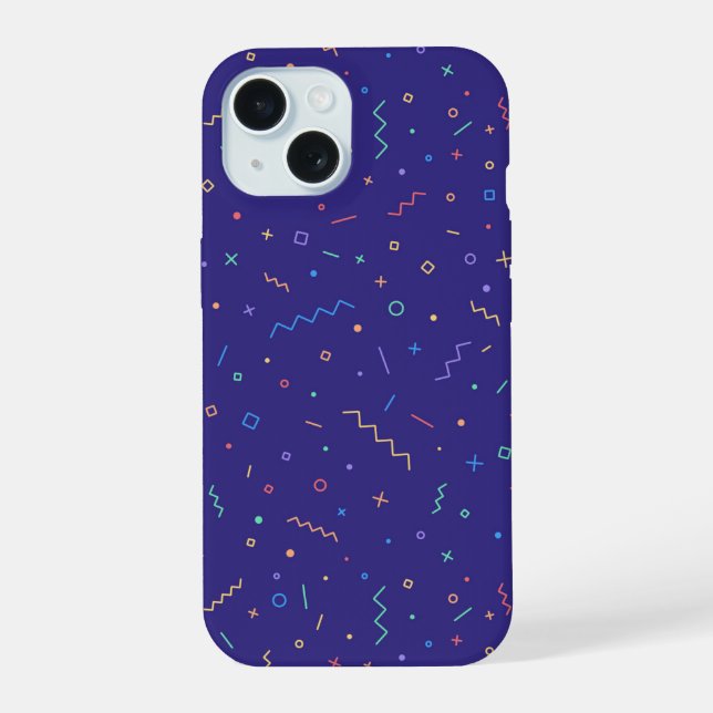 Coque iPhone 15 Motif néon abstrait rétro (Verso)