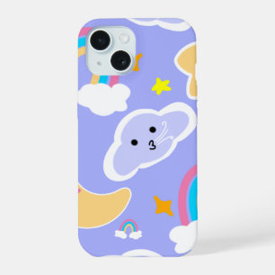 Coque iPhone 15 Motif nuage arc-en-ciel bleu rêveur