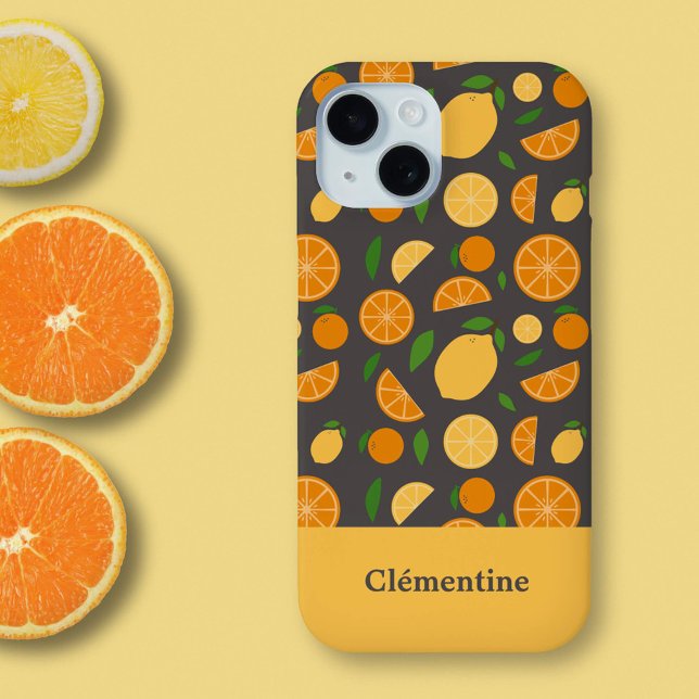 Coque iPhone 15 Motif orange et citron (Orange & Lemon Pattern Phone Case)