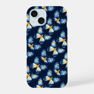 Coque iPhone 15 Motif Papillon Bleu
