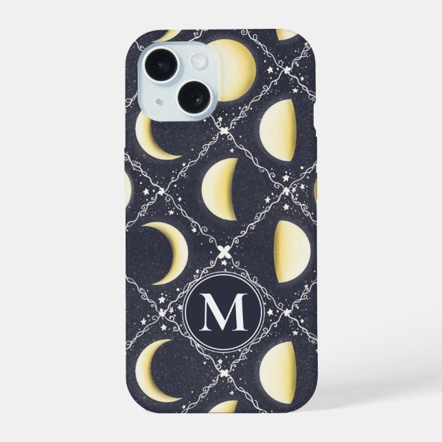 Coque iPhone 15 Motif Phases de lune céleste (Verso)