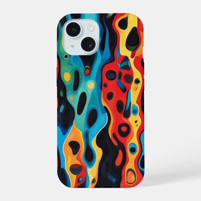 Coque iPhone 15 Motif psychédélique coloré (Verso)
