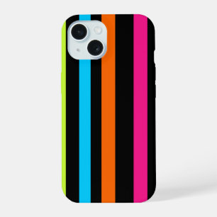 Coque iPhone 15 Motif Rayures Néon