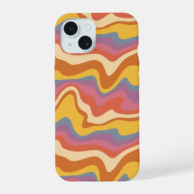 Coque iPhone 15 Motif Rétro Groovy (Verso)
