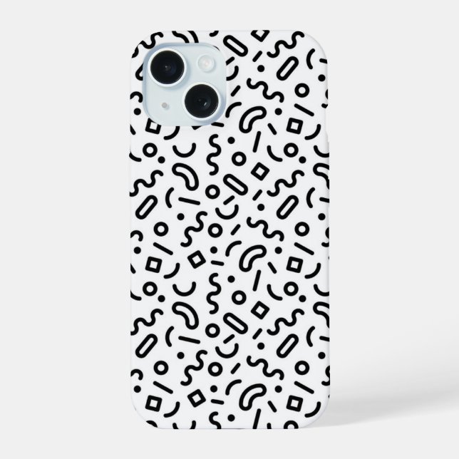 Coque iPhone 15 Motif Retro Squiggle (Verso)