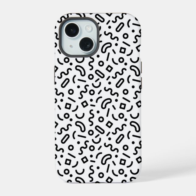Coque iPhone 15 Motif Retro Squiggle (Verso)