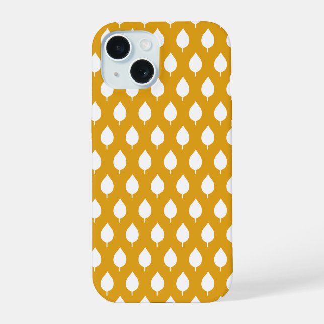 Coque iPhone 15 Motif sans couture à feuille blanche scandinave mo (Verso)