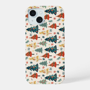 Coque iPhone 15 Motif sans couture d'arbres de Noël en pin colorés
