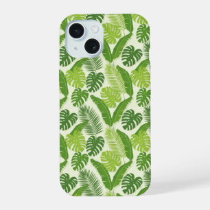 Coque iPhone 15 Motif sans couture de feuilles tropicales & Monste