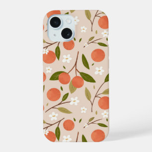 Coque iPhone 15 Motif sans couture de fleurs d'orange dessinées à