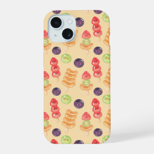 Coque iPhone 15 Motif sans couture de Tanghulu mignon dessiné à la