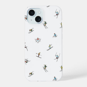 Coque iPhone 15 Motif Skieurs d'Hiver en Action