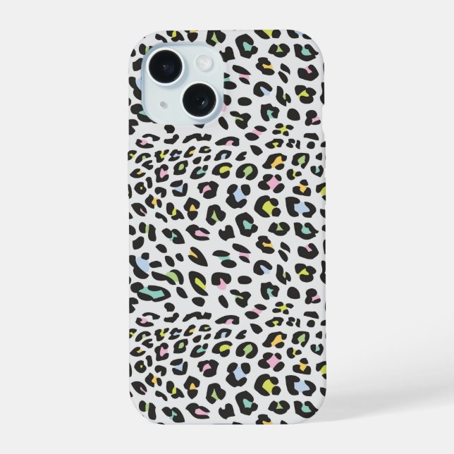 Coque iPhone 15 Motif Taches de Léopard Pastel (Verso)