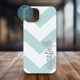 Coque iPhone 15 Motif tendance Chevron avec grand nom de calligrap