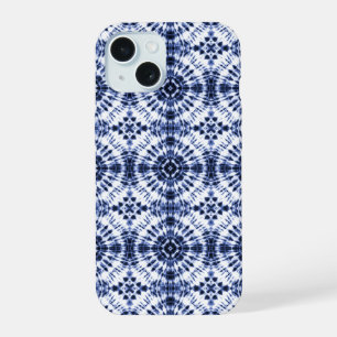 Coque iPhone 15 Motif Tie-Dye Bleu Foncé